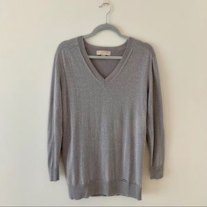 Michael Kors Silver V-Neck Tunic Sweater
